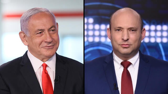 ח"כ בנט ורה"מ נתניהו (צילום: הדר יואביאן, קובי קואנקס) נפתלי בנט ובנימין נתניהו