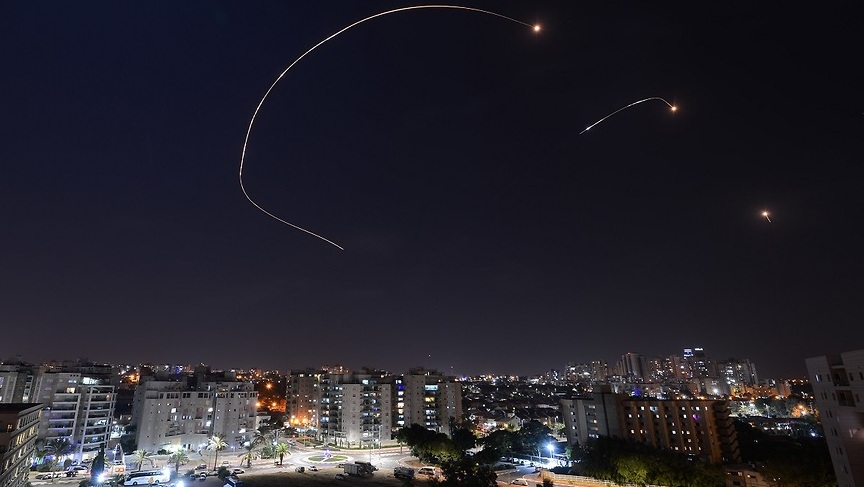 The Iron Dome missile defense system intercepting a rocket from Gaza on the day of Israel's national elections on March 23 (Photo: Avi Rokah) יירוט של כיפת ברזל