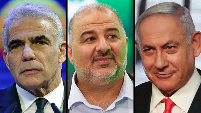 נתניהו, עבאס ולפיד (צילום: רויטרס, עידו ארז, AP) בנימין נתניהו, מנסור עבאס ויאיר לפיד