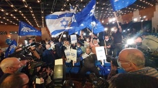 חגיגות הניצחון במטה של הליכוד לאחר תוצאות המדגמים