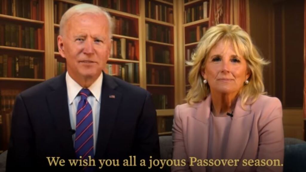 Joe and Jill Biden deliver a Passover message from the White House 