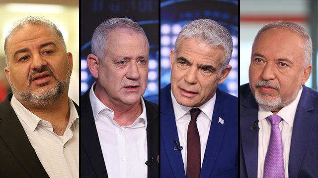אביגדור ליברמן, יאיר לפיד, בני גנץ, מנסור עבאס