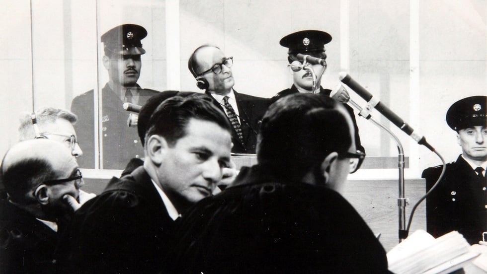 Gabriel Bach as a prosecutor in the Eichmann trial in 1960 (Photo: Bach family photo) גבריאל בך במשפט אייכמן