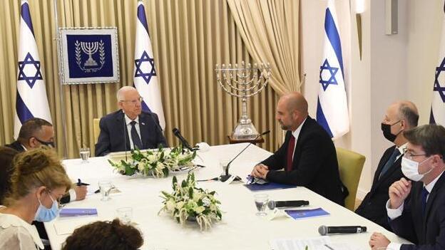 President Reuven Rivlin meeting with Likud officials at his Jerusalem residence on Monday 