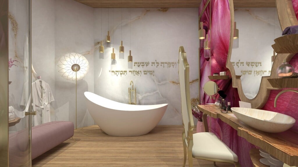 חדר כלה במקווה שמושב ברכיה (הדמיה: מיכל סלע) חדר כלה במקווה בברכיה
