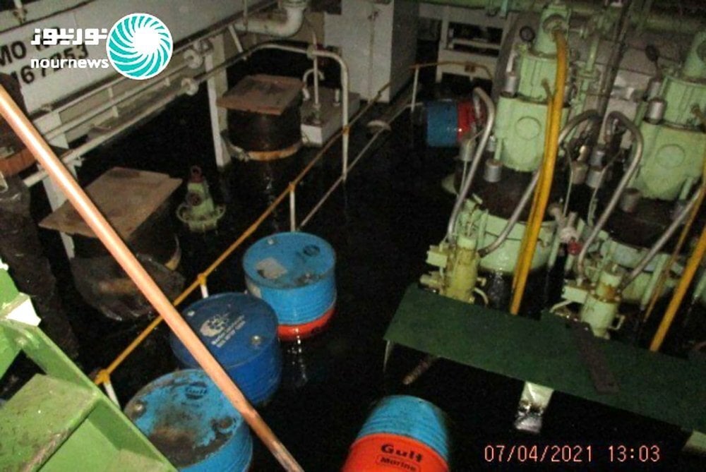 This photo released by Nournews on Thursday, April 8, 2021, shows the flooded engine room of the Iranian ship MV Saviz after being attacked in Red Sea off Yemen (Photo: AP) This photo released by Nournews on Thursday, April 8, 2021, shows the flooded engine room of the Iranian ship MV Saviz after being attacked in Red Sea off Yemen