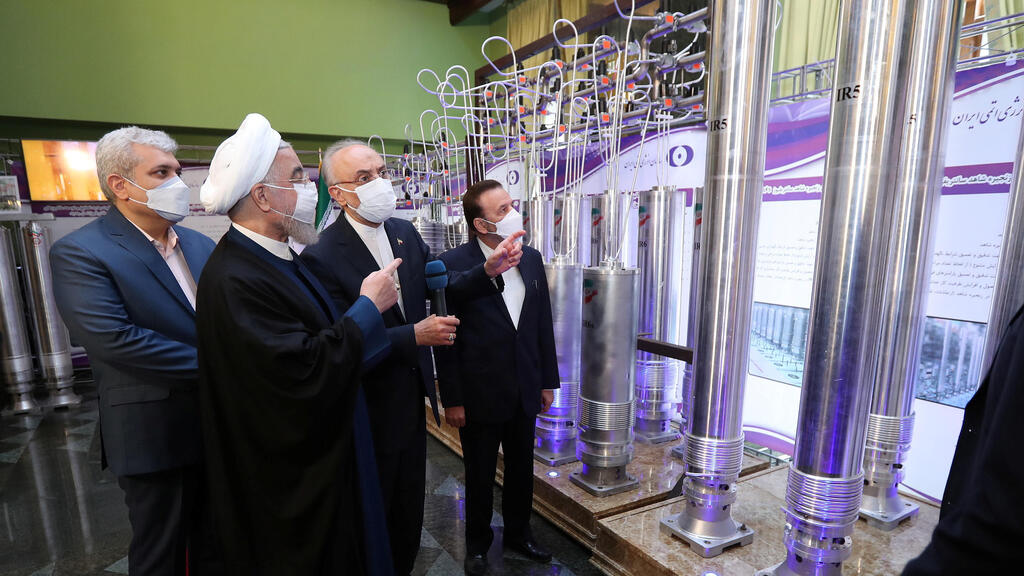 Iranian President Hassan Rouhani visiting the Natanz uranium enrichment facility on Saturday 