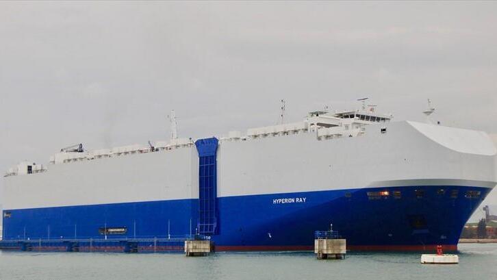 הספינה HYPERION RAY שבבעלות רמי אונגר (צילום: מתוך אתר Marinetraffic) דיווח: ספינה ישראלית הותקפה ליד איחוד האמירויות