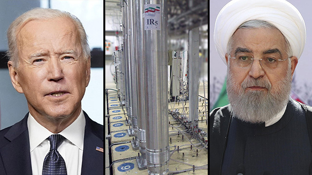 U.S. President Joe Biden and Iranian President Hassan Rouhani 