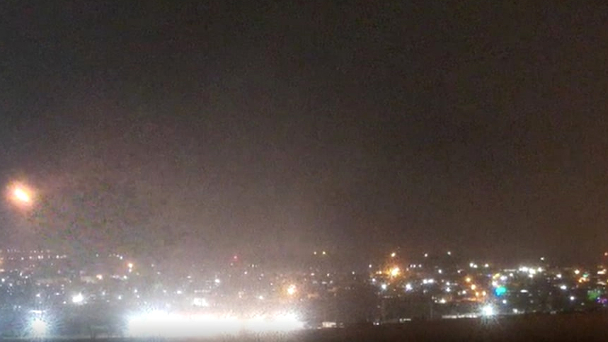Iron Dome missile defense system intercepts rocket fire from Gaza on Sderot יירוט כיפת ברזל לאחר ירי לעבר שדרות
