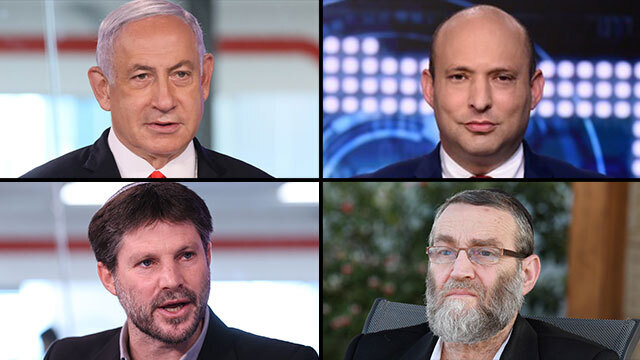 בנט, גפני, סמוטריץ' ונתניהו. העימותים רק מתגברים (צילום: דנה קופל, קובי קואנקס, הדר יואביאן) נפתלי בנט, בנימין נתניהו, משה גפני, בצלאל סמוטריץ'