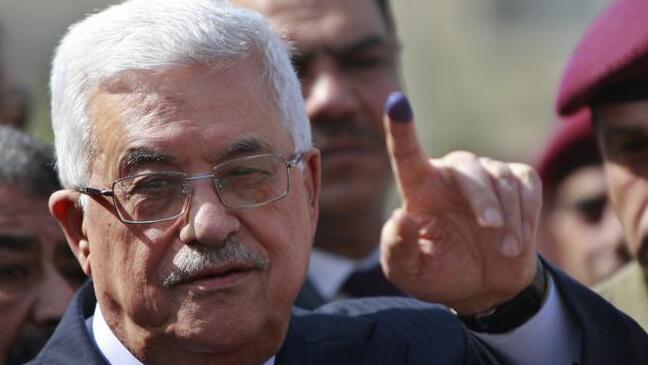 Palestinian President Mahmoud Abbas (Photo: AP) Palestinian President Mahmoud Abbas shows his ink-stained finger after casting his vote during local elections, at a polling station in the West Bank city of Ramallah