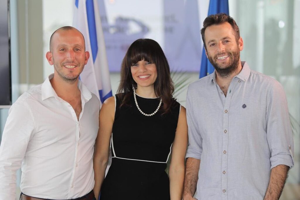 L-R: Yotam Tzuker, head of business development at CQ Global, and Adi Barel and Yoni Levenfeld of EIT Hub Israel 