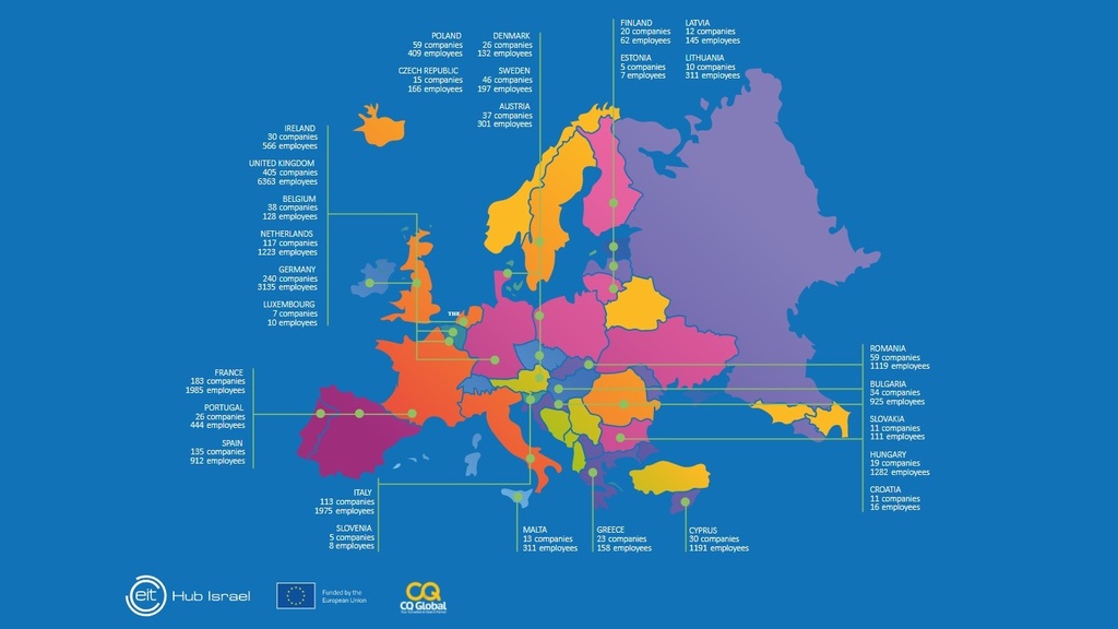 Map of Israeli startups in Europe 