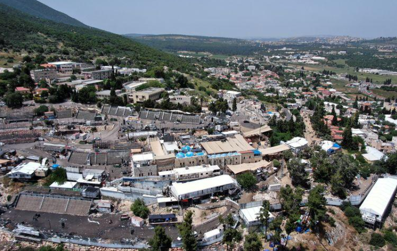 A view of Mount Meron where fatalities were reported among the thousands of ultra-Orthodox Jews who gathered at the tomb of a 2nd-century sage for annual commemorations that include all-night prayer and dance, Israel April 30, 2021