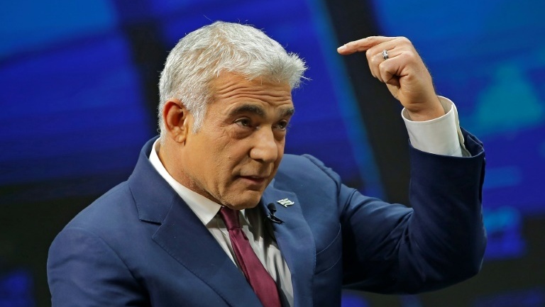 Yair Lapid speaking during an interview in Jerusalem on March 7, 2021 