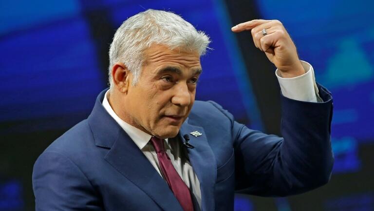 Yair Lapid speaking during an interview in Jerusalem on March 7, 2021 