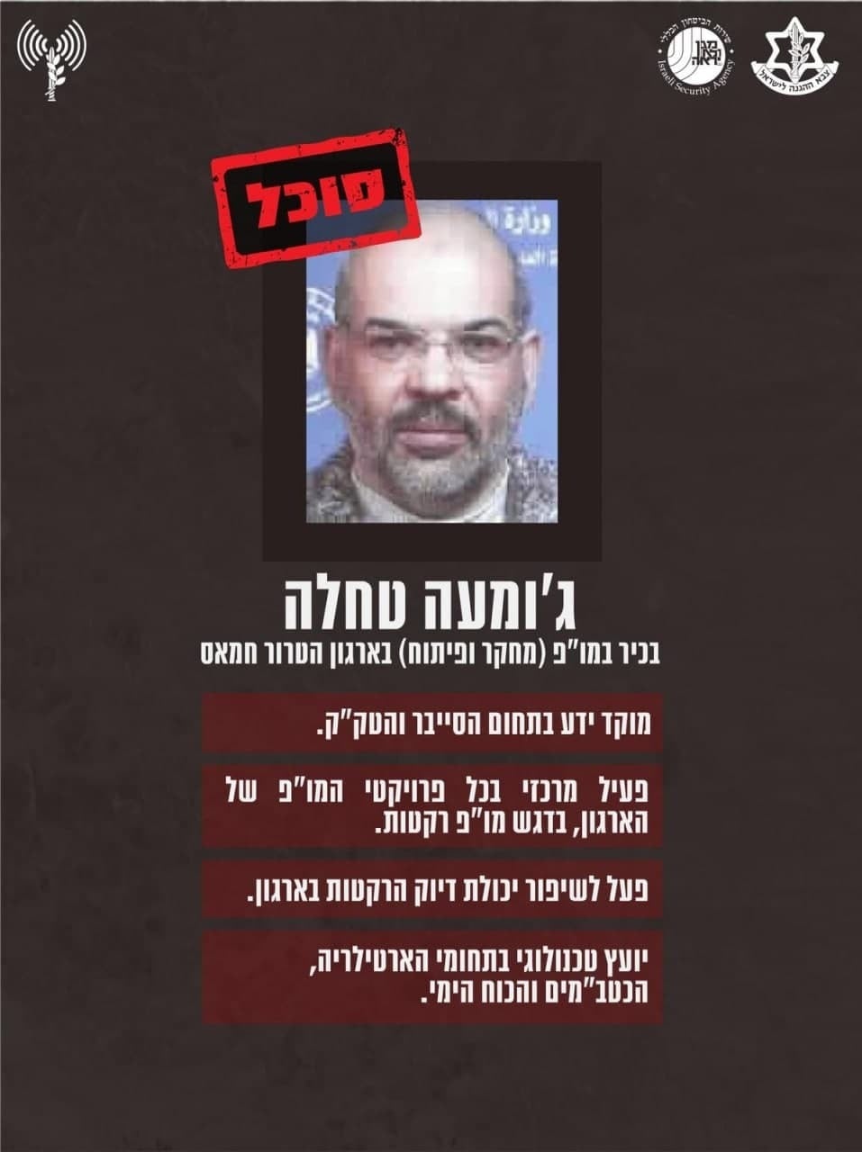 צילום: דובר צה"ל בכירי ארגון חמאס שסוכלו בפעולת צה"ל ושב"כ