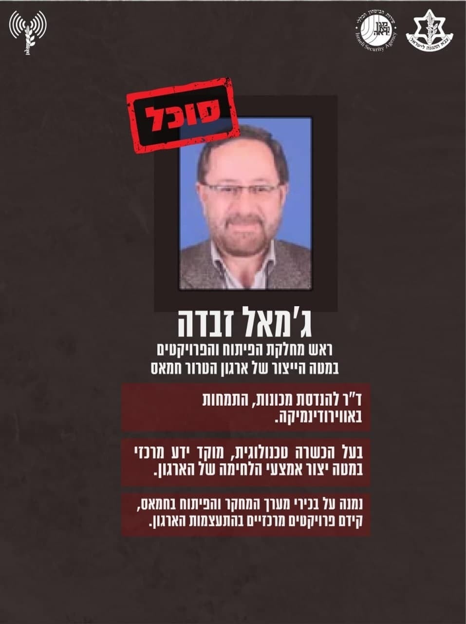 צילום: דובר צה"ל בכירי ארגון חמאס שסוכלו בפעולת צה"ל ושב"כ