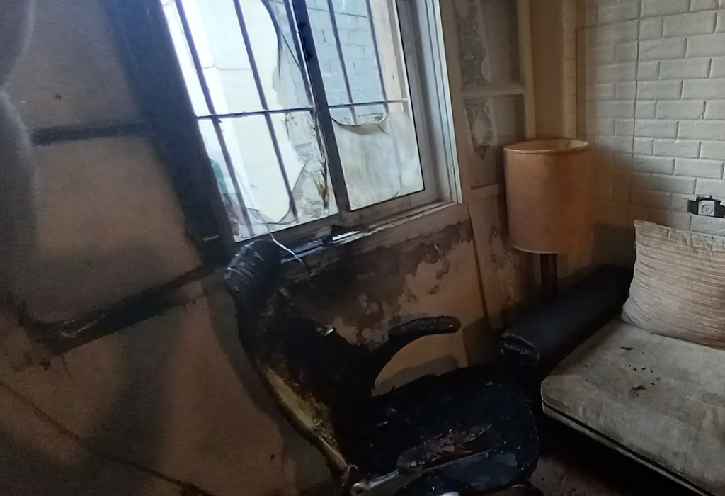 The Jantazi family home in Jaffa after it was firebombed הבית השרוף
