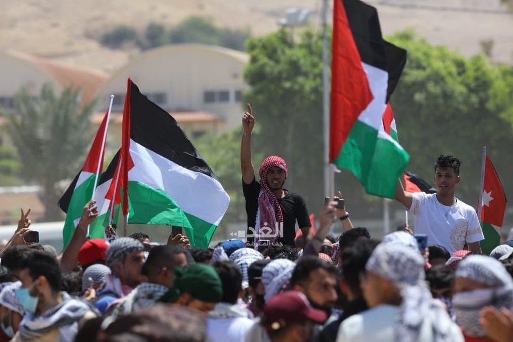 Jordanian protest near the Israel-Jordan border הפגנות סמוך לגבול בירדן