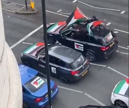 The convoy of cars in North London whose occupants were calling for the rape of Jewish women, May 16, 2021 