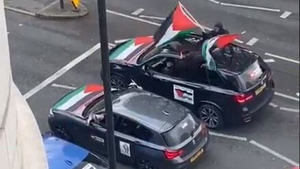 A convoy of cars in North London whose occupants were calling for the rape of Jewish women, May 16, 2021 (Photo: Screenshot) The convoy of cars in North London whose occupants were calling for the rape of Jewish women, May 16, 2021
