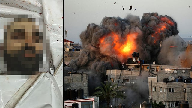 הפצצה בעזה וחוסאם אבו הרביד (צילום: AFP) מפקד החטיבה הצפונית של הג'יהאד האיסלאמי חוסאם אבו הרביד