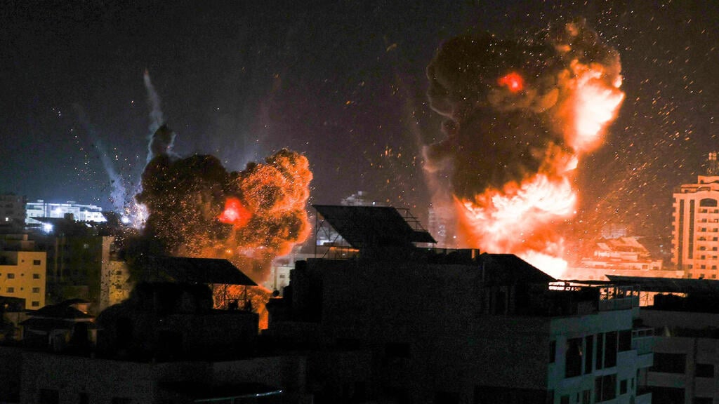 An IAF strike in Gaza (Photo: AFP) תקיפות צה"ל בעזה