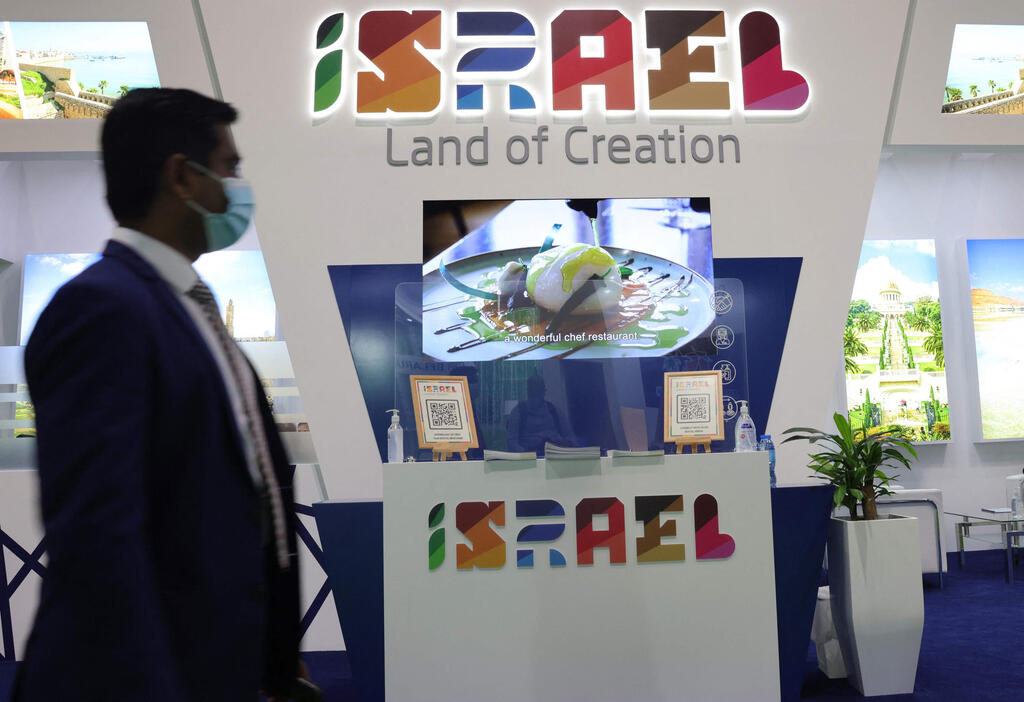 Israel's booth at the Arabian Travel market exhibition in the Gulf emirate of Dubai 