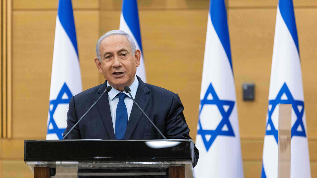 רה"מ נתניהו. ממשיך להזהיר מ"ממשלת שמאל" (צילום: AFP) בנימין נתניהו