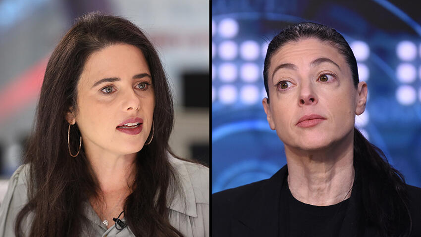 Ayelet Shaked, left, and Merav Michaeli at at odds over the judicial selection commitee (Photos: Kobi Kuankas and Hadar Yoavian) מרב מיכאלי ואיילת שקד