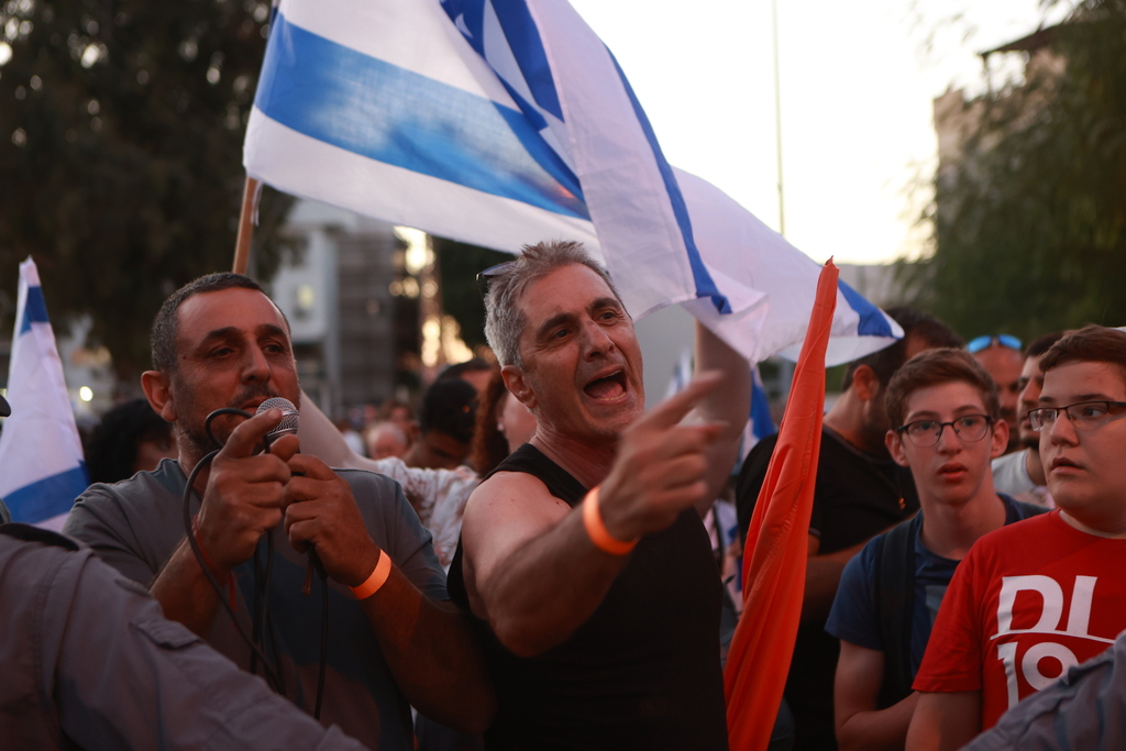 צילום: עמית שעל ההפגנה מול ביתו של אורבך