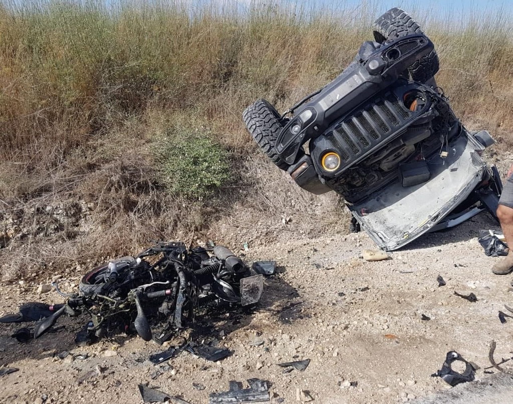 כלי הרכב שהתנגשו (צילום: תיעוד מבצעי מד"א) תאונת דרכים בין כפר קרע לרגבים