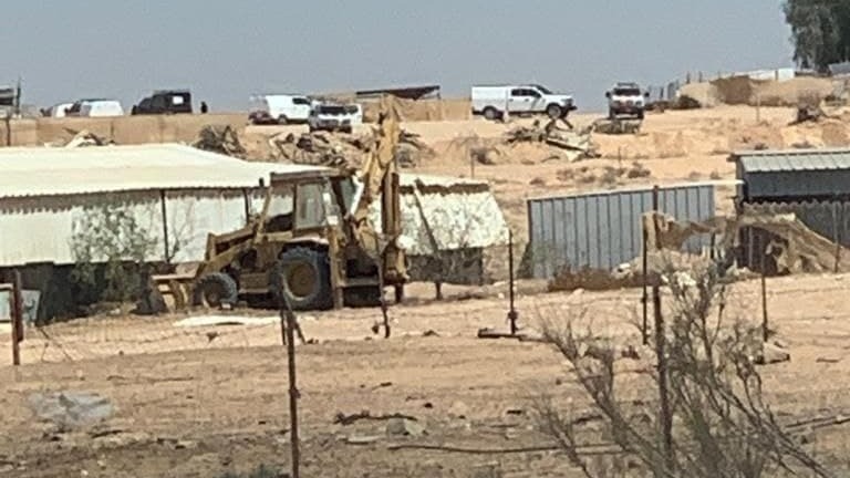 Police forces arrive at Bir Hadaj to prepare for house demolitions on Sunday (Photo: Ynet) Police forces arrive at Bir Hadaj to prepare for house demolitions on Sunday