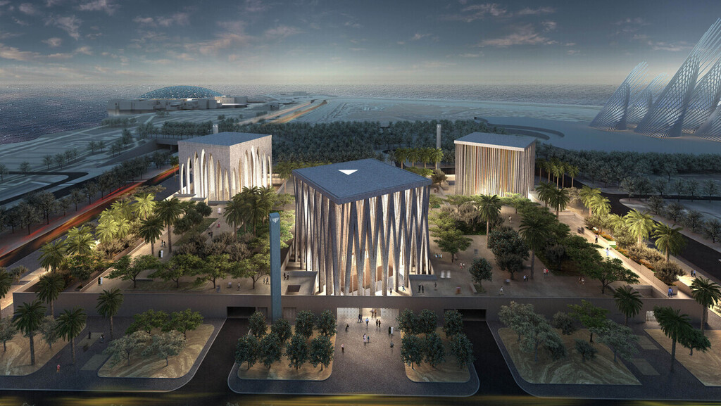 A 3d render of the Abrahamic Family House