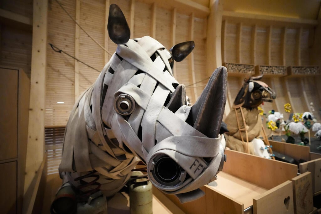 Animals that are made out of recycled material are on display at the interactive exhibit about the story of Noah's Ark, at the Jewish Museum in Berlin (Photo: Assocaited Press) Animals that are made out of recycled material are on display at the interactive exhibit about the story of Noah's Ark, at the Jewish Museum in Berlin