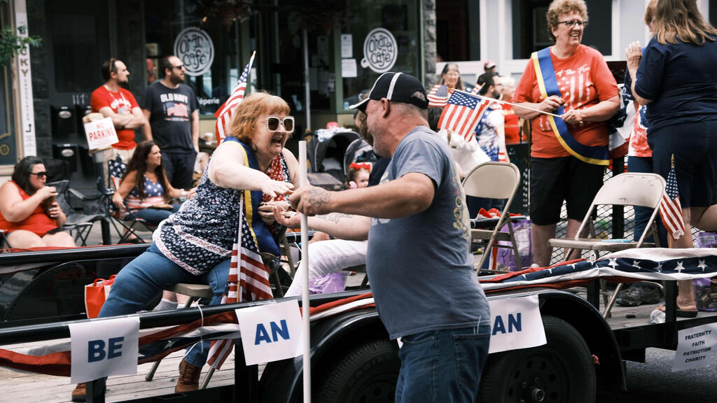  People participate in the annual Fourth of July parade on July 04, 2021 in Saugerties, New York