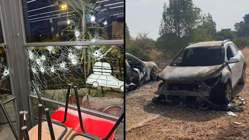 תוצאות הירי על מסעדת כביש 90