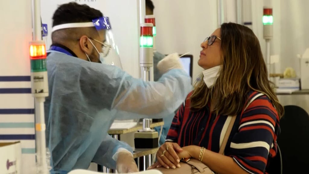 Coronavirus testing center at Ben Gurion Airport (Photo: Avi Chai) אוהל בדיקות הקורונה החדש בנתב"ג