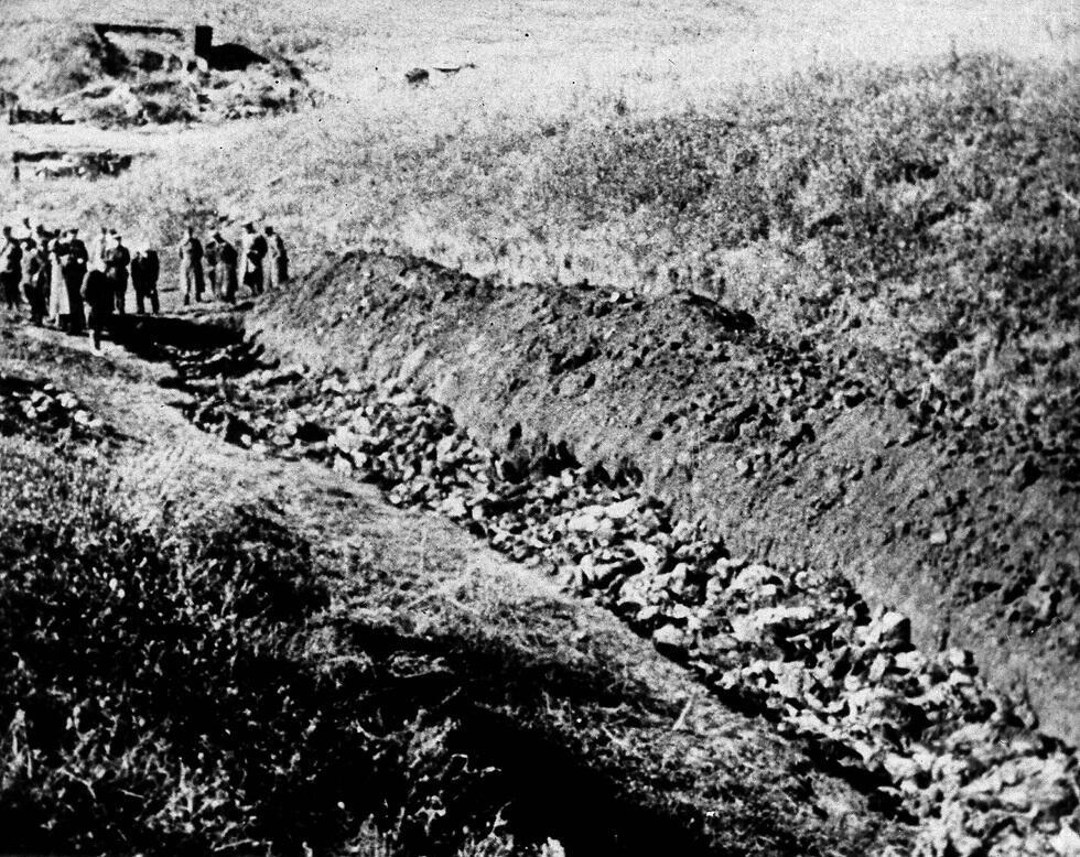 A mass grave dug by the Nazis and their collaborators at Ukraine's Babi Yar, where over 100,000 Jewish people were massacred 