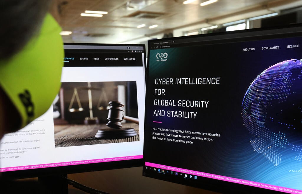 Israel-made Pegasus spyware (Photo: AFP) A woman checks the website of Israel-made Pegasus spyware at an office in the Cypriot capital Nicosia on July 21, 2021