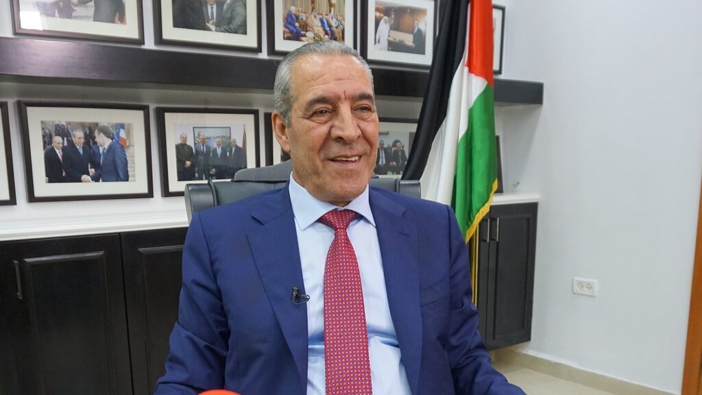 Palestinian Authority Civil Affairs Minister Hussein Al-Sheikh in his office in Ramallah 
