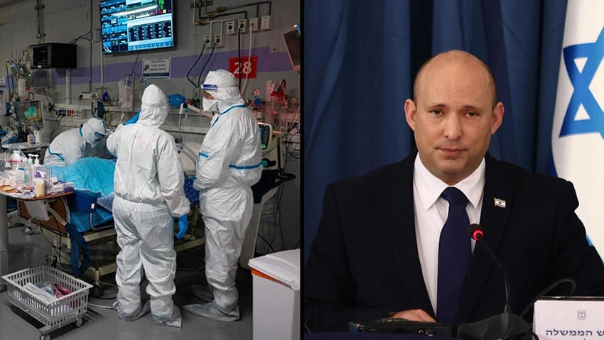 "העומק החיסוני של המדינה מאפשר לה להישאר פתוחה ומתפקדת". בנט (צילום: טל שחר, EPA) חצאים נפתלי בנט מחלקת קורונה