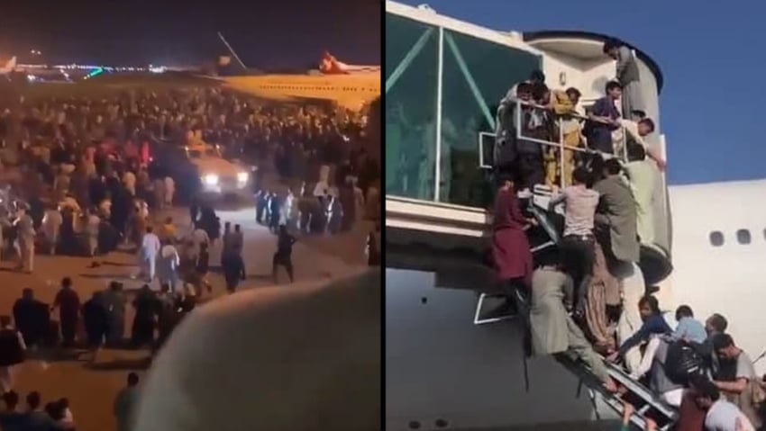 אפגניסטן קאבול נמל התעופה מנסים לברוח אחרי השתלטות הטליבאן