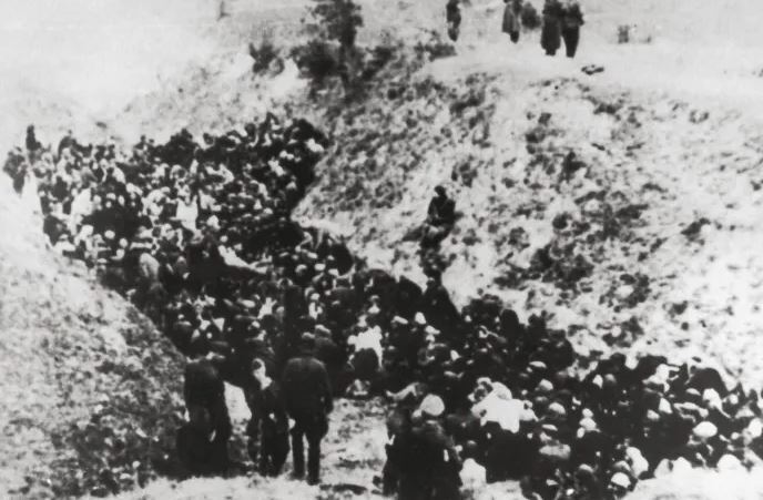 A large group of Polish Jews before execution in Belzec, circa 1941