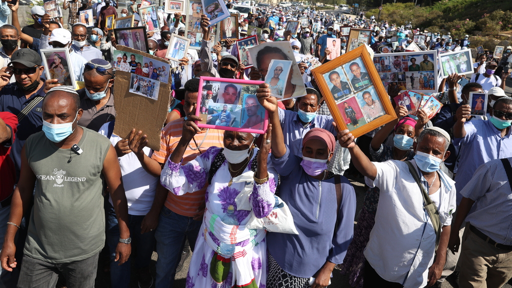 מפגינים למען העלאת יהודי אתיופיה