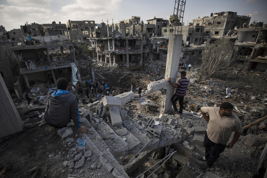 Destroyed houses following May 14 Israeli airstrikes in town of Beit Hanoun, northern Gaza 