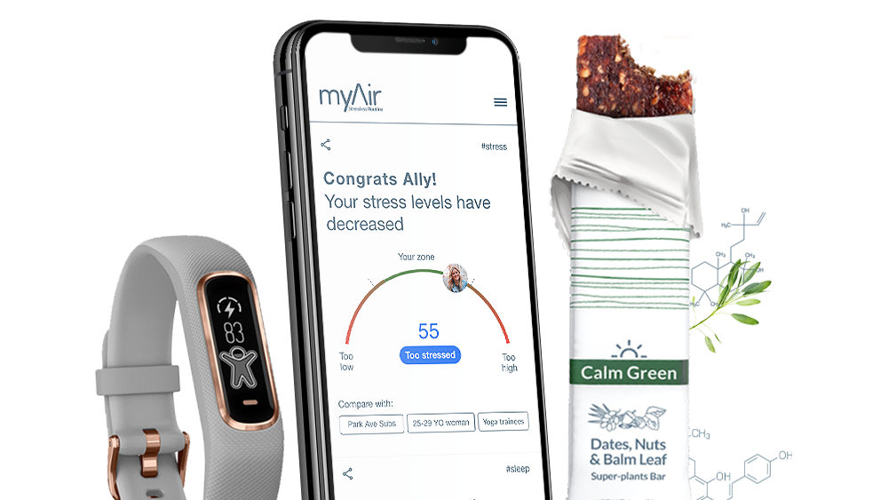 אפליקציית MyAir: ברכות, רמת הלחץ שלך הופחתה (צילום: Myair) MyAir פודטק חטיפי תזונה