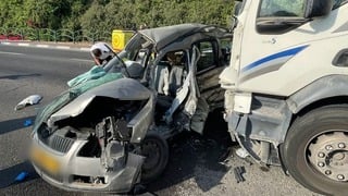 זירת התאונה בכביש 411 סמוך למזכרת בתיה